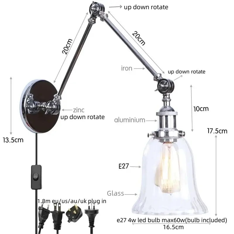Chrome Swing Arm Sconce