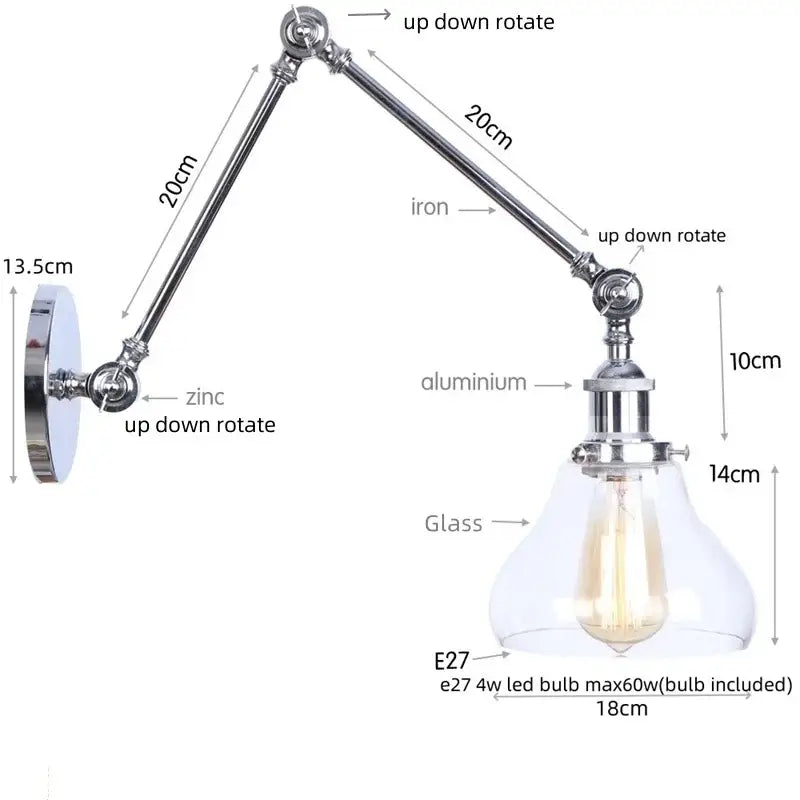 Chrome Swing Arm Sconce
