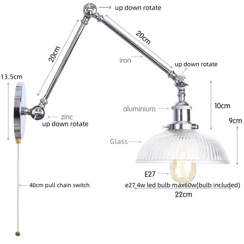 Chrome Swing Arm Sconce
