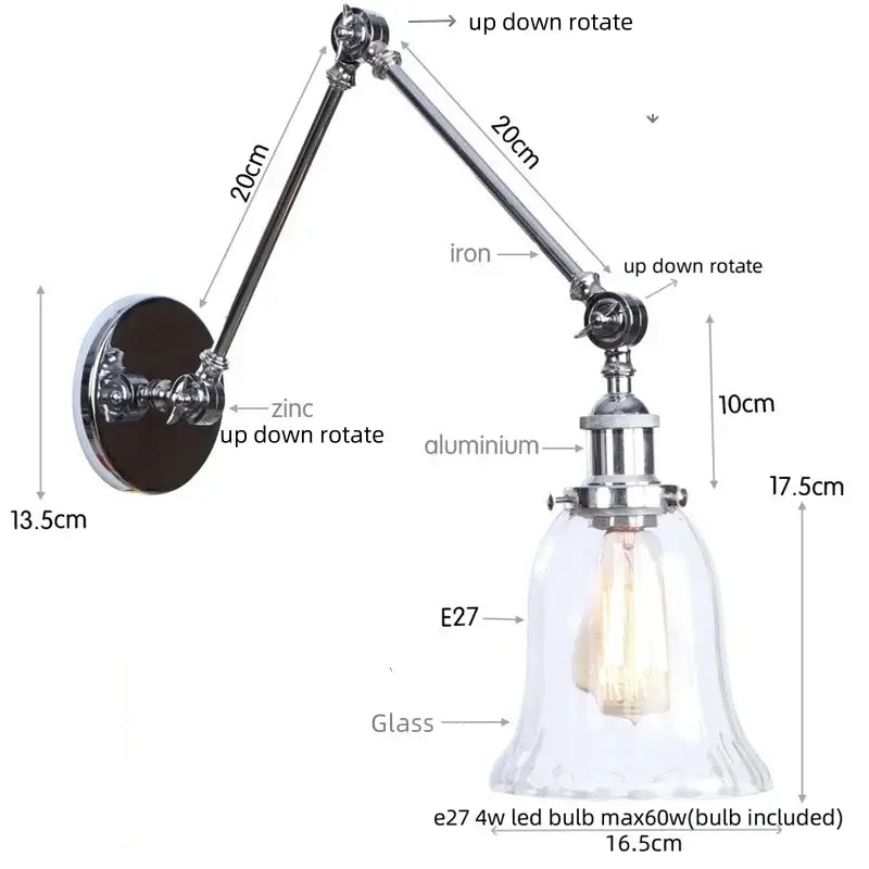Chrome Swing Arm Sconce