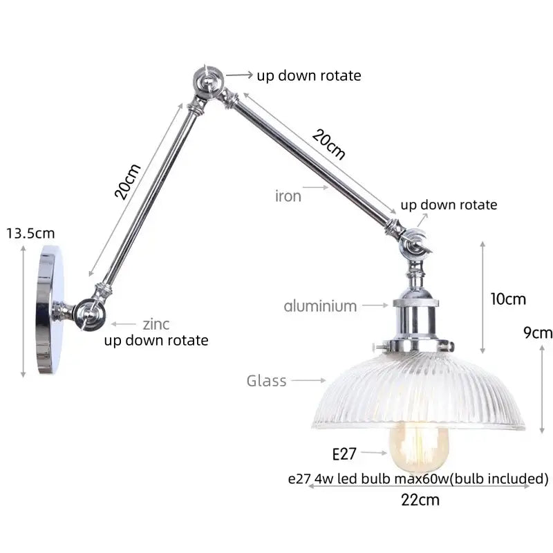 Chrome Swing Arm Sconce