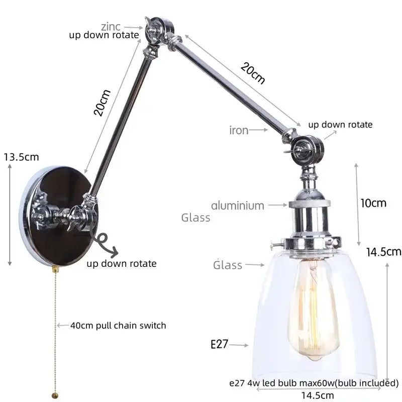 Chrome Swing Arm Sconce