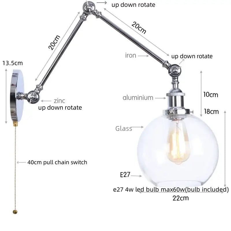 Chrome Swing Arm Sconce