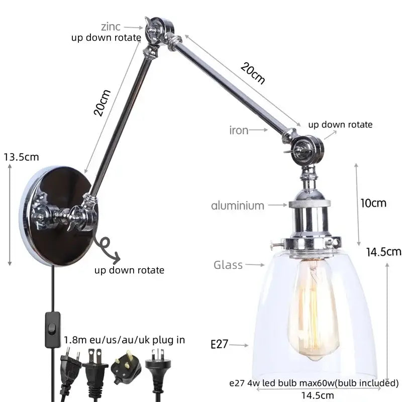 Chrome Swing Arm Sconce