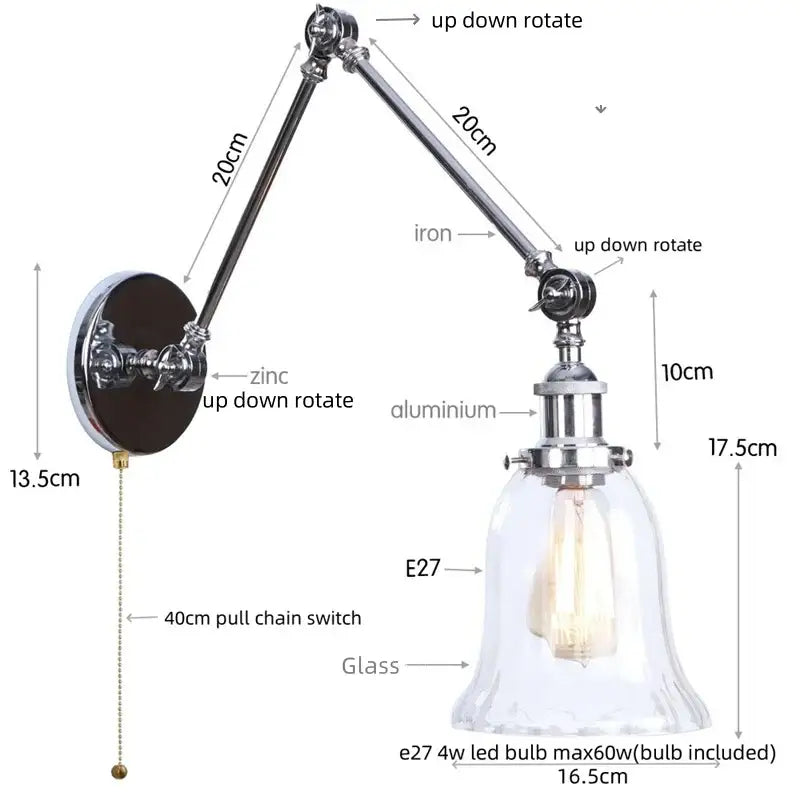 Chrome Swing Arm Sconce