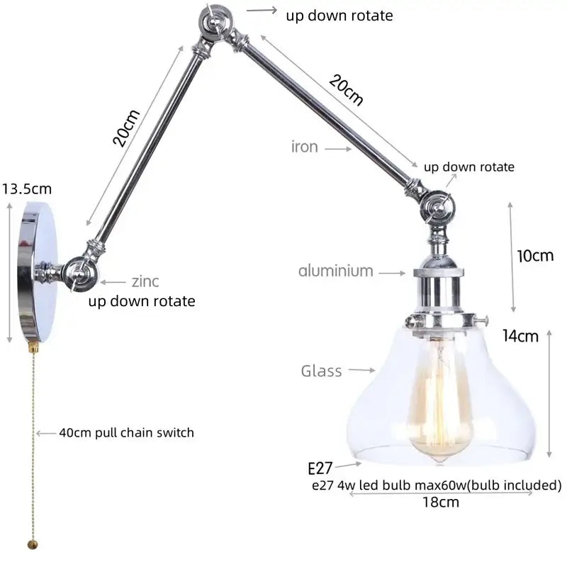Chrome Swing Arm Sconce