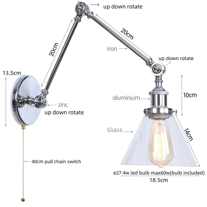 Chrome Swing Arm Sconce