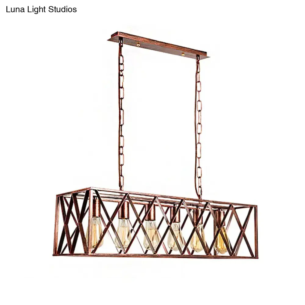 Copper Box Frame Chandelier