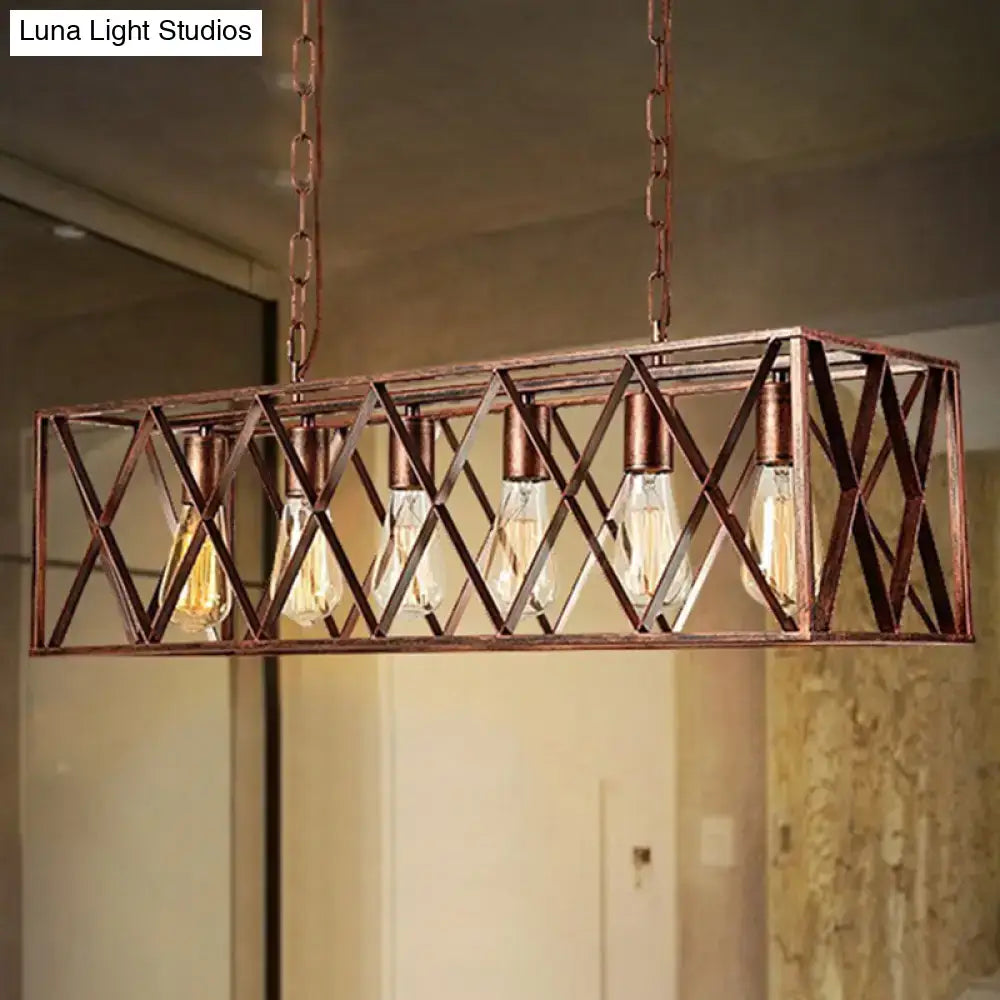 Copper Box Frame Chandelier