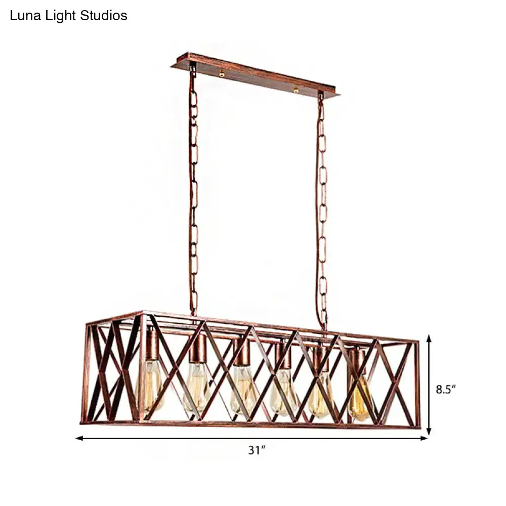 Copper Box Frame Chandelier