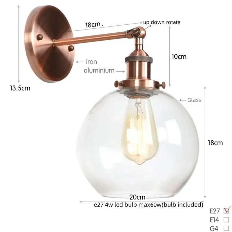 Copper Globe Bedside Lamp
