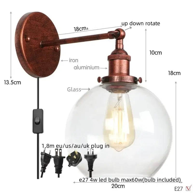 Copper Globe Wall Sconce