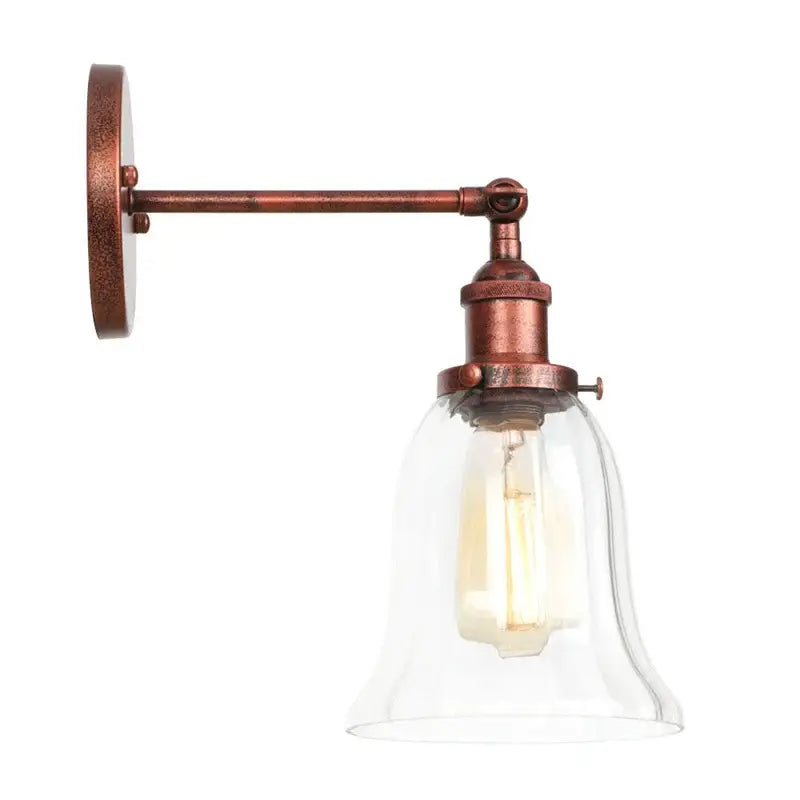 Clear Glass Wall Sconce with Industrial Iron Frame