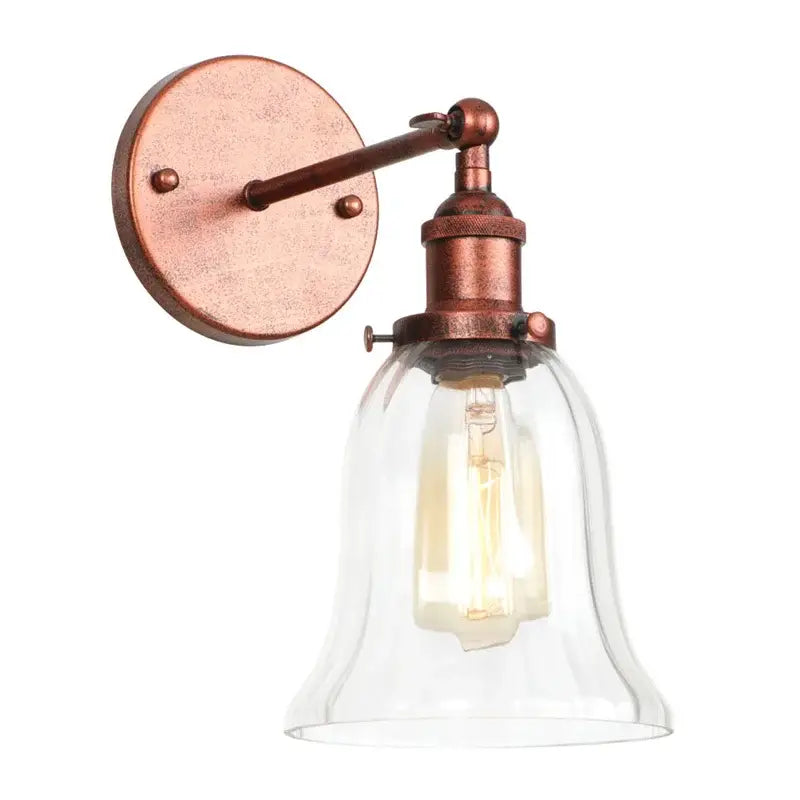 Clear Glass Wall Sconce with Industrial Iron Frame