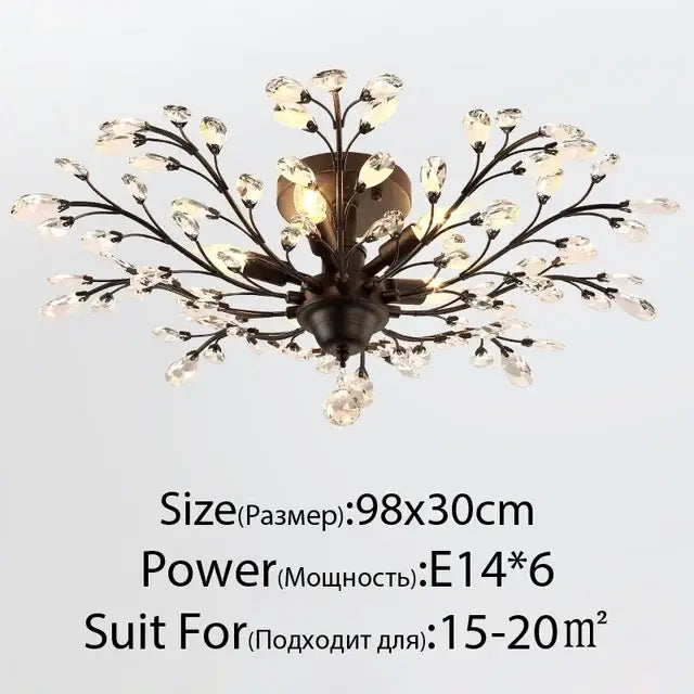 Bronze Branch Crystal Chandelier