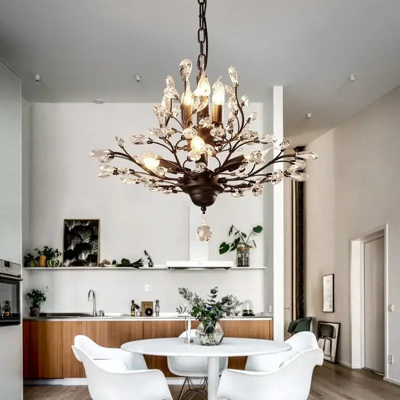 Bronze Branch Crystal Chandelier