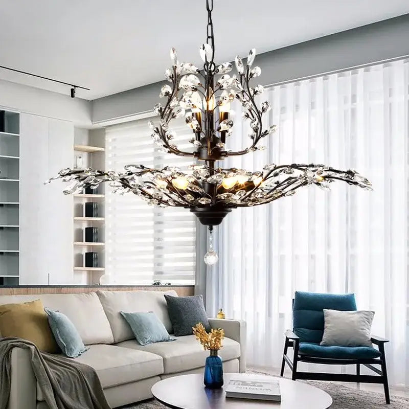 Bronze Branch Crystal Chandelier