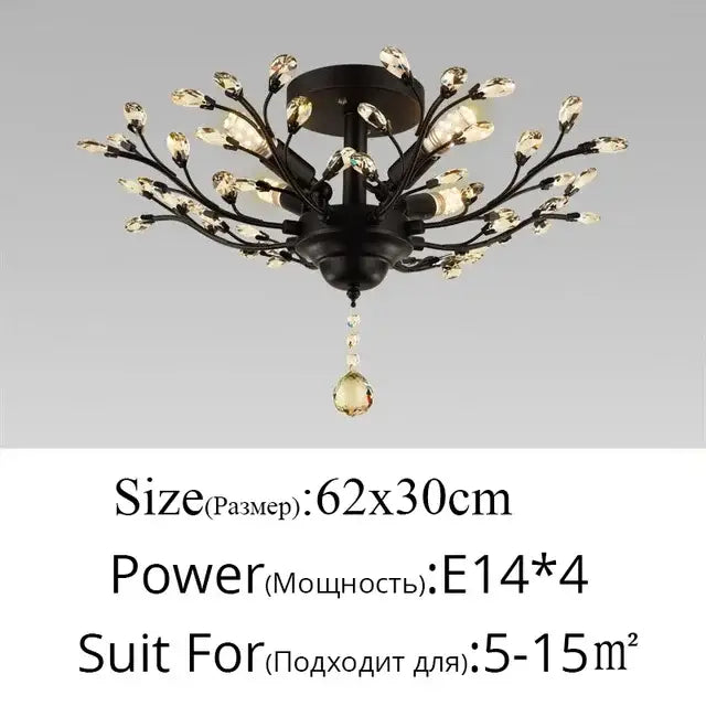 Bronze Branch Crystal Chandelier