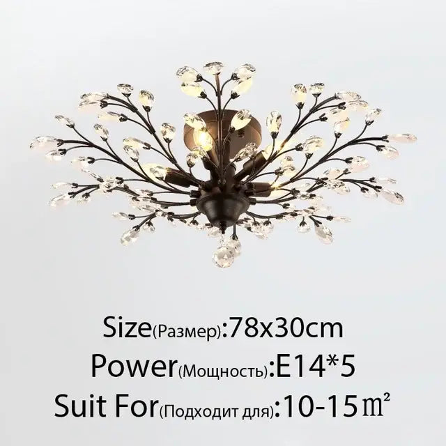 Bronze Branch Crystal Chandelier