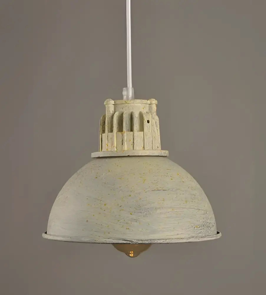 White Distressed Metal Pendant