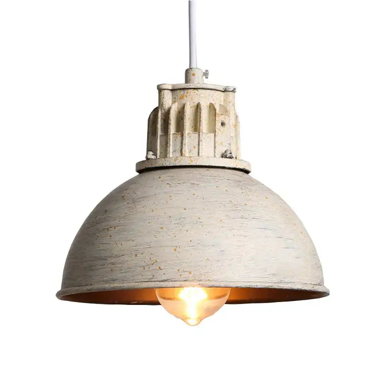 White Distressed Metal Pendant