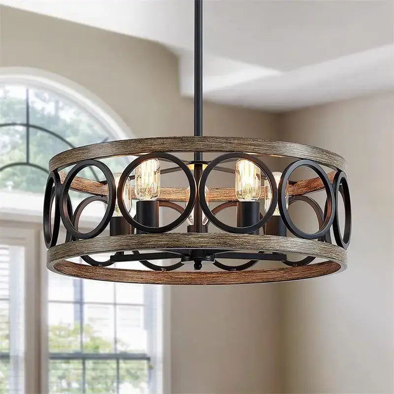 Wood Metal Dining Chandelier