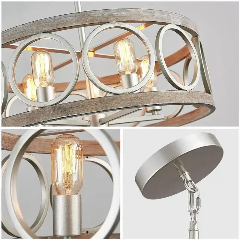 Wood Metal Dining Chandelier