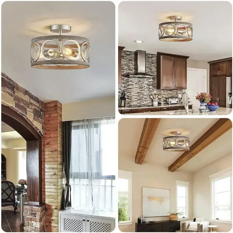 Wood Metal Dining Chandelier