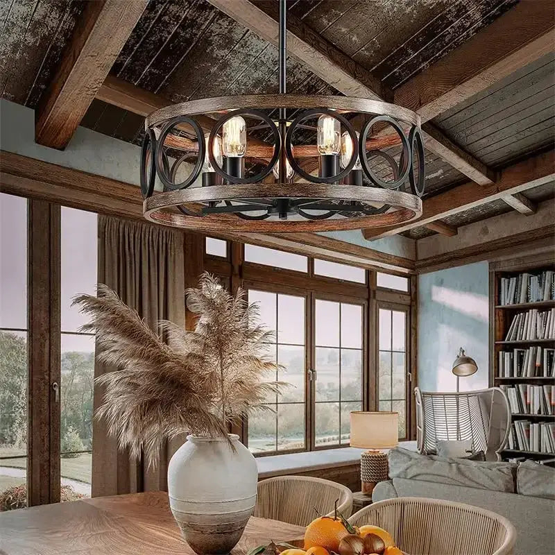 Circular Wood Chandelier