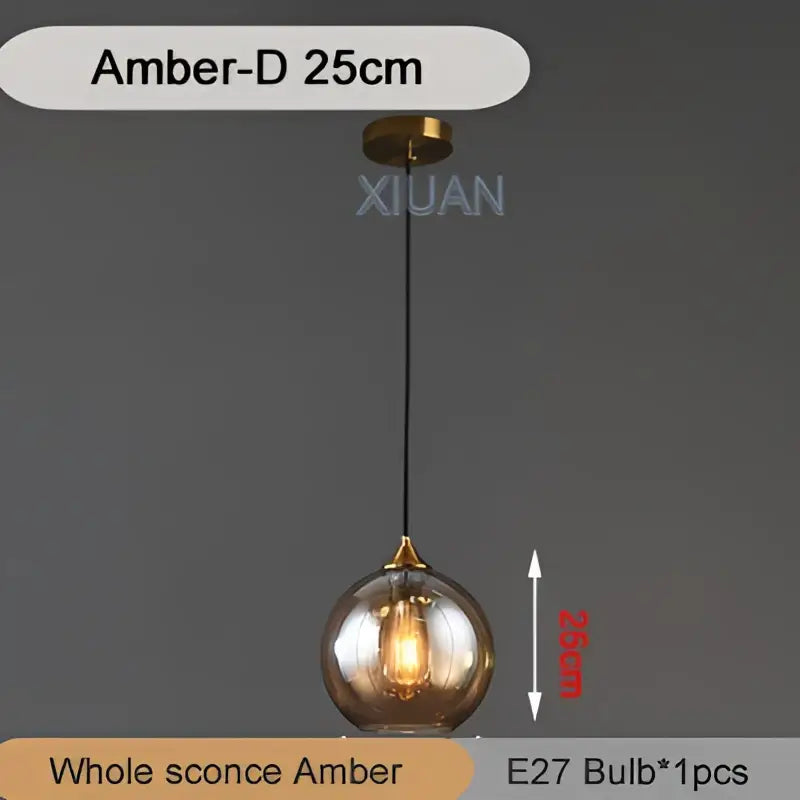 Brass Sphere Pendant Light with Triple Glass Spheres