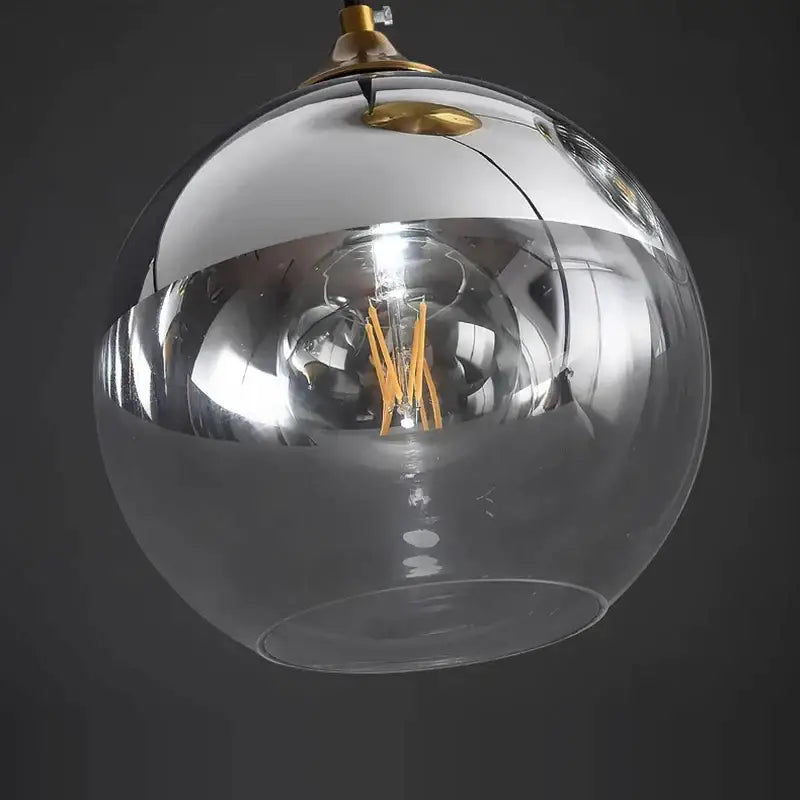 Brass Sphere Pendant Light with Triple Glass Spheres