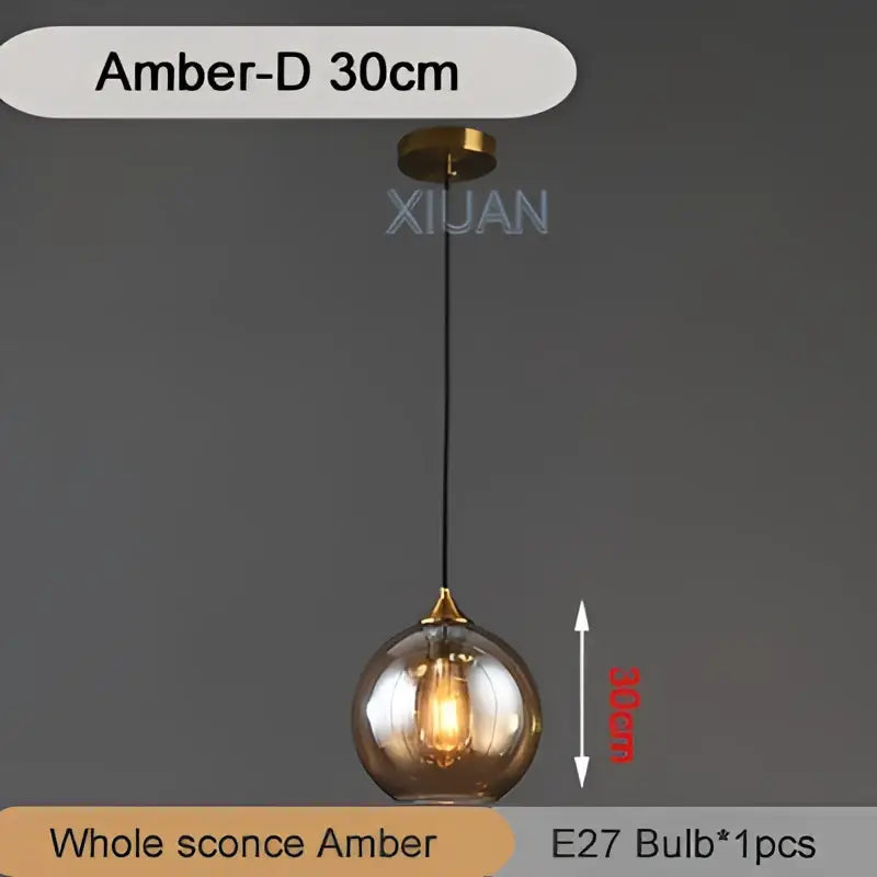 Brass Sphere Pendant Light with Triple Glass Spheres