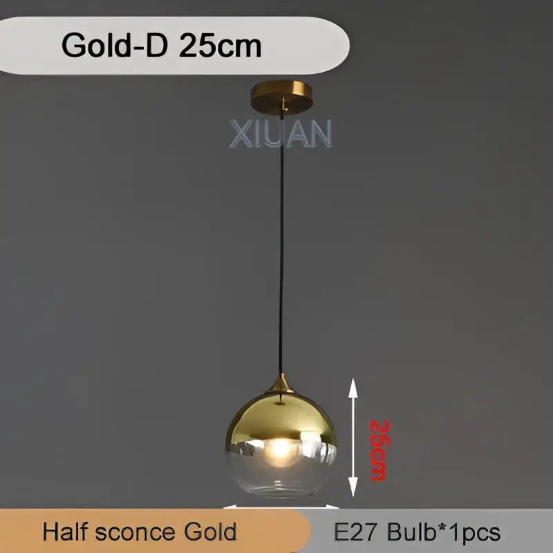 Brass Sphere Pendant Light with Triple Glass Spheres