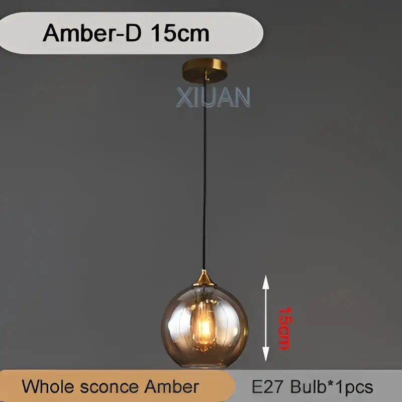Brass Sphere Pendant Light with Triple Glass Spheres