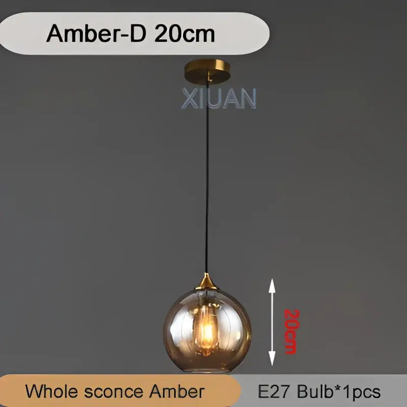 Brass Sphere Pendant Light with Triple Glass Spheres