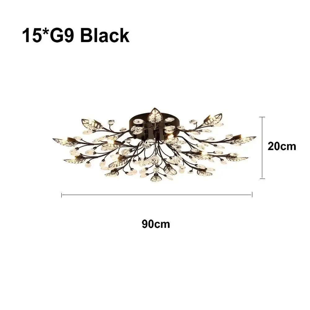 Gold Crystal Leaf Ceiling Light