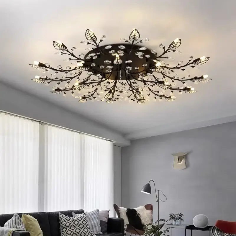 Gold Crystal Leaf Ceiling Light