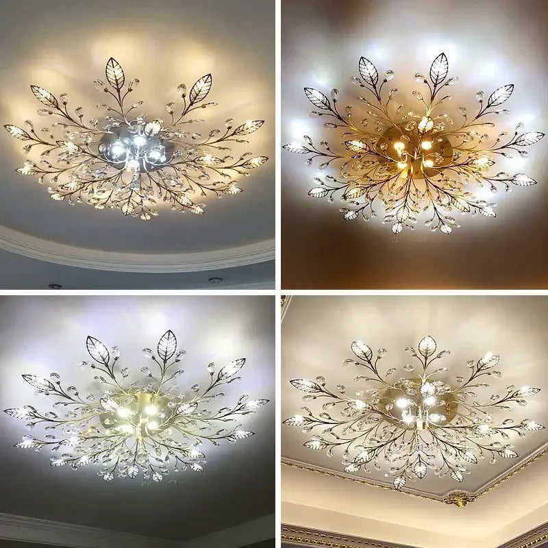Gold Crystal Leaf Ceiling Light