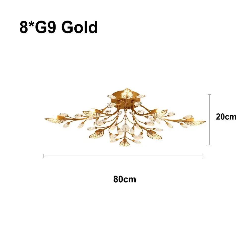 Gold Crystal Leaf Ceiling Light