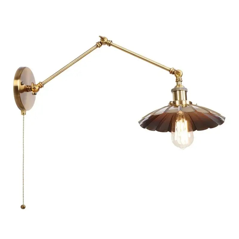 Gold Fluted Wall Sconce With Pull Chain Switch