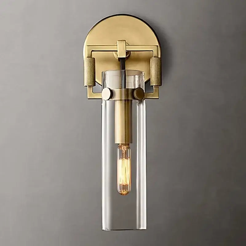 Gold Glass Wall Sconce with Clear Shade Design
