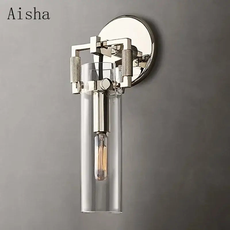Gold Glass Wall Sconce with Clear Shade Design