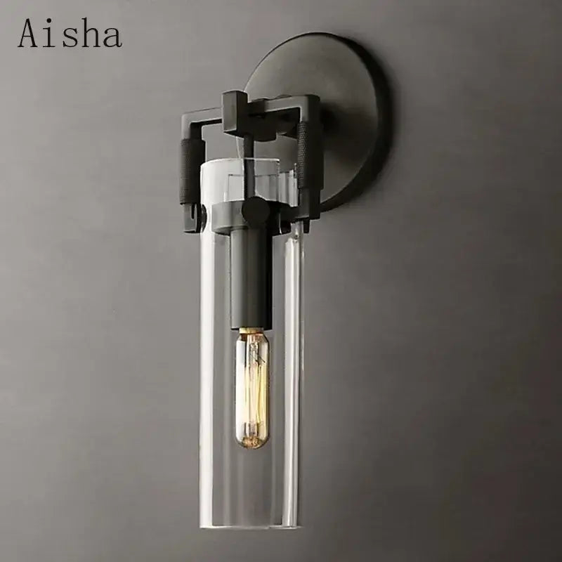 Gold Glass Wall Sconce with Clear Shade Design