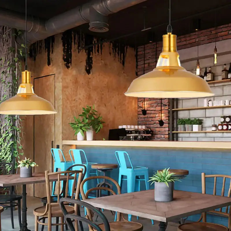Gold Geometric Pendant Light in Wrought Iron