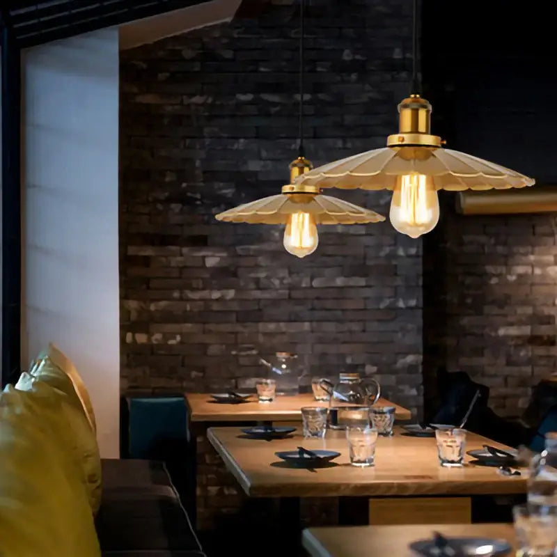 Gold Geometric Pendant Light in Wrought Iron