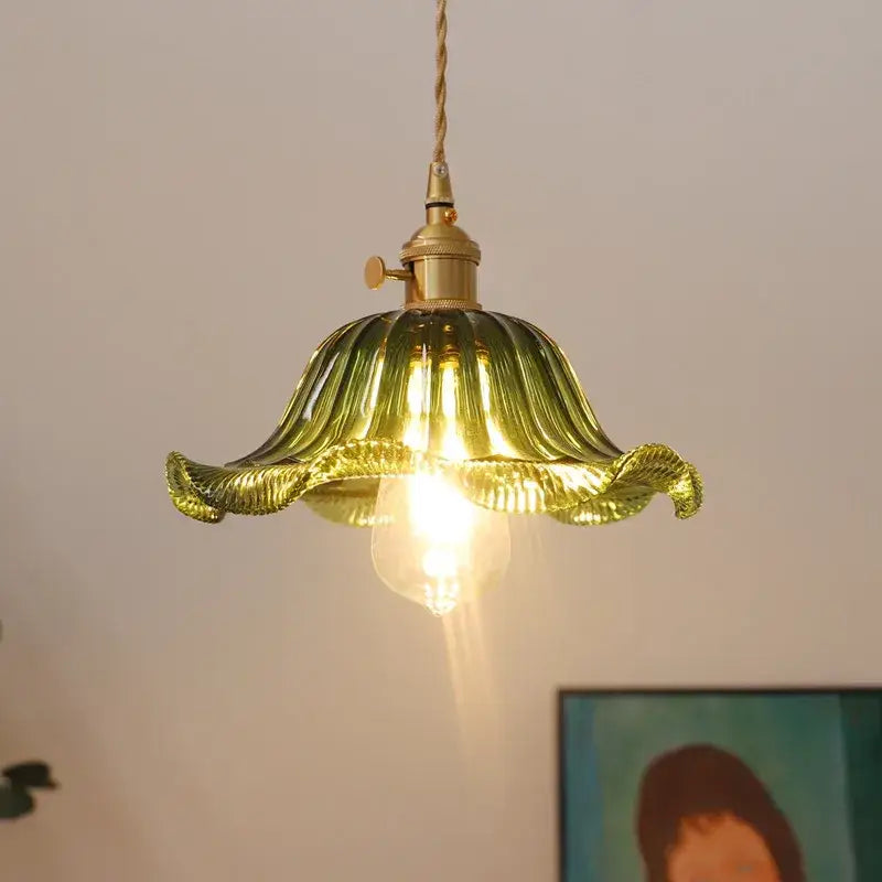 Green Petal Glass Pendant