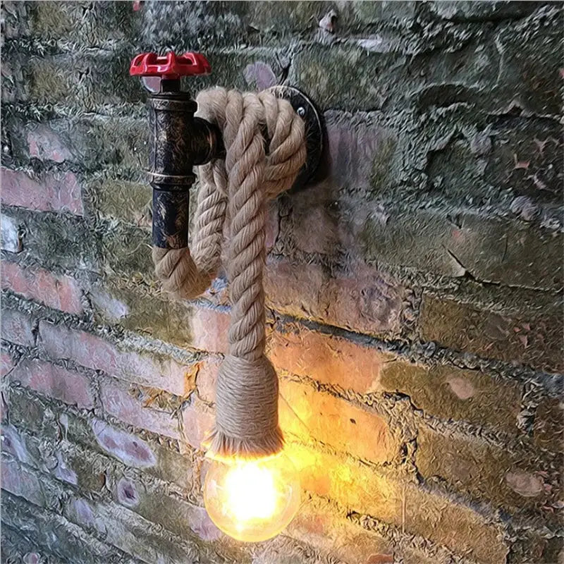 Hemp Rope Red Valve Sconce