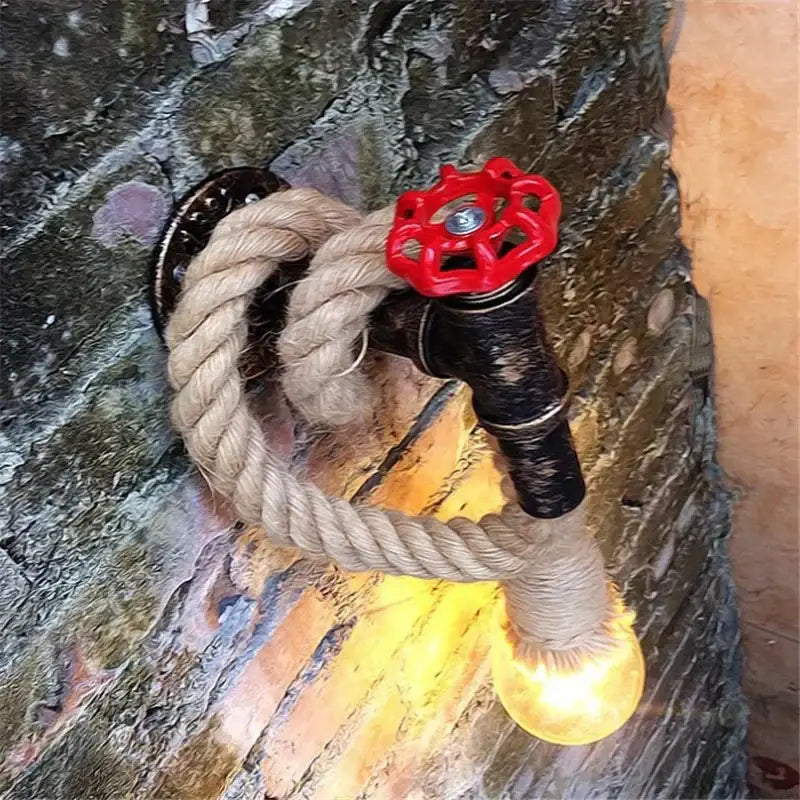 Hemp Rope Red Valve Sconce