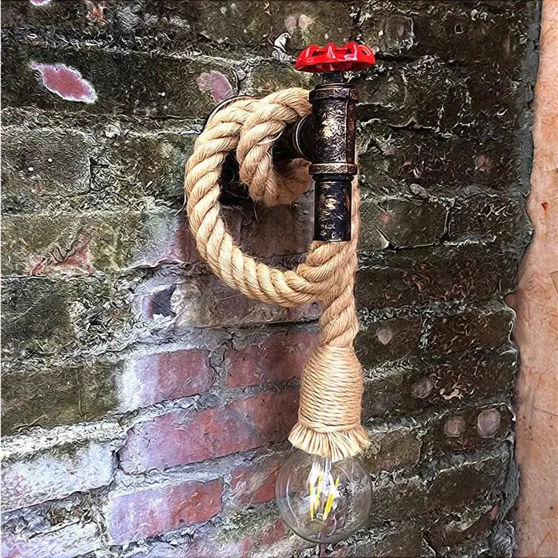 Hemp Rope Red Valve Sconce