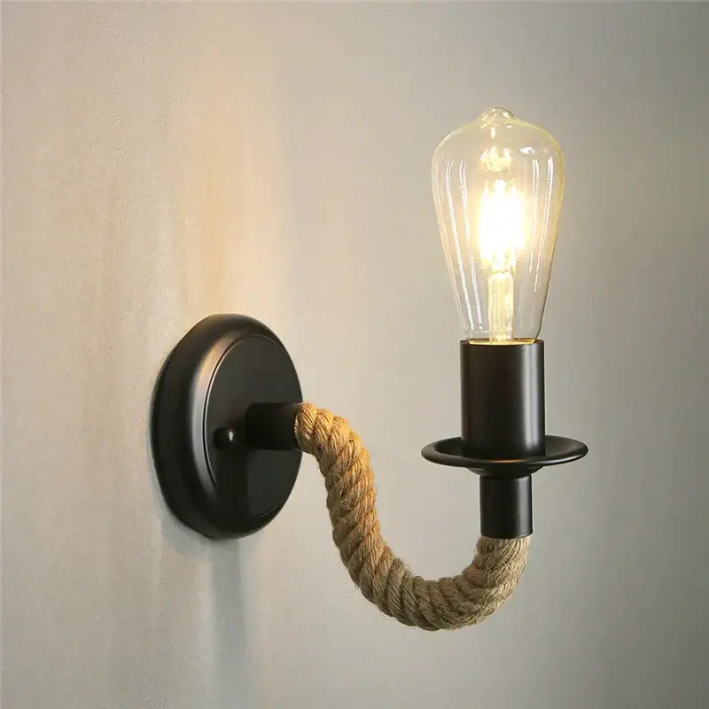 Hemp Rope Red Valve Sconce